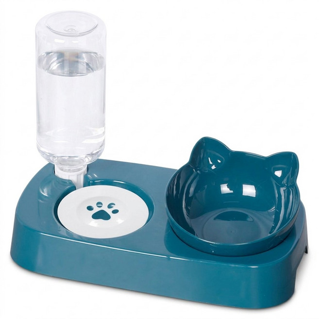 KAOJING 高精寵物 2合1貓頭貓碗 大款, 藍色, 1個