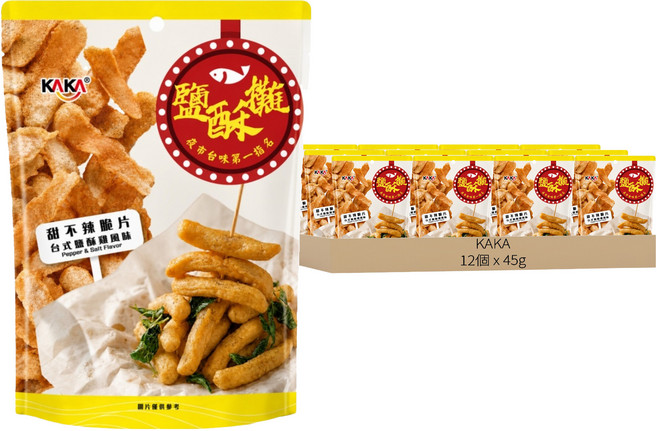 KAKA 卡卡 鹹酥攤甜不辣脆片 台式鹽酥雞風味, 45g, 12個