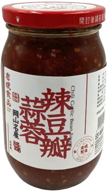 CHEER BEAN 志斌食品 岡山正宗蒜蓉辣豆瓣醬 五辛素, 460g, 1個