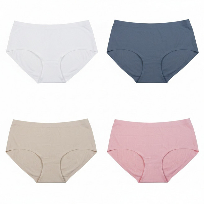 SOFT LIGHT 創新隱形貼合內褲4件組 2909, 藏青色 + 粉色 + 灰色 + 白色