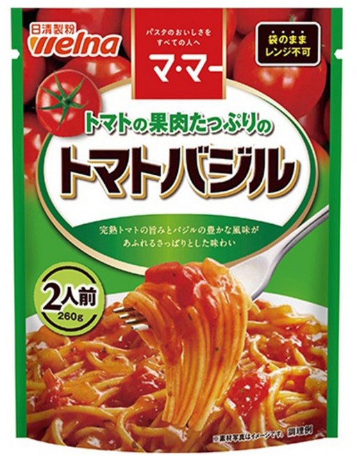 welna 日清製粉 mama 羅勒風味番茄義大利麵醬, 260g, 1個