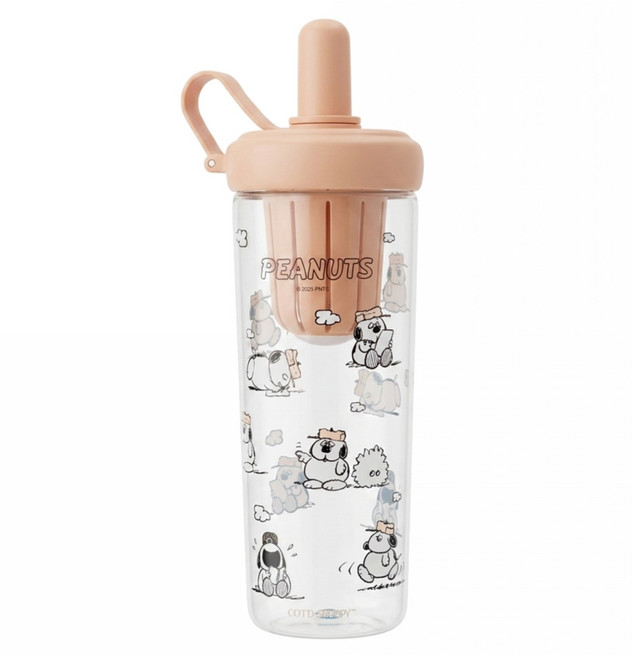 COTD SNOOPY 聯名 透明隨行吸管杯, 奶茶色, 1個, 800ml
