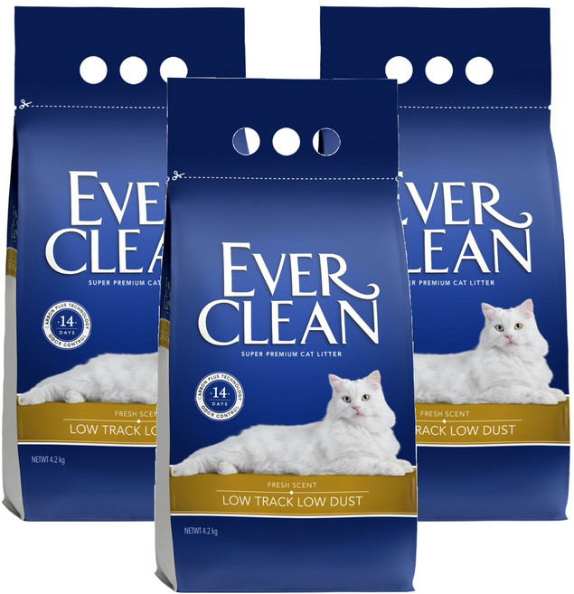 EVER CLEAN 藍鑽 粗顆粒減塵貓砂, 4.2kg, 3個, 微香