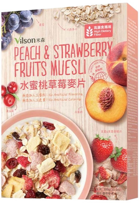 Vilson 米森 水蜜桃草莓麥片, 300g, 1個