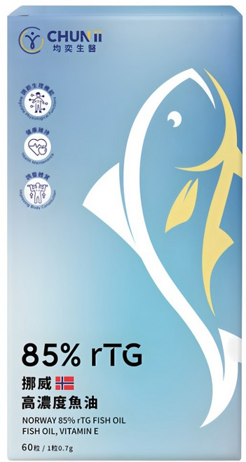 均奕 挪威85% rTG高濃度魚油, 1個, 60顆