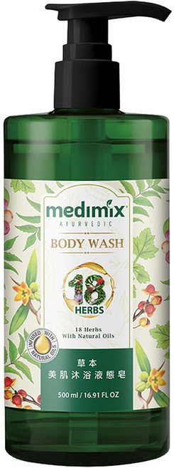 medimix 台灣公司貨 阿育吠陀秘方美肌沐浴液態皂 草本, 1個, 500ml