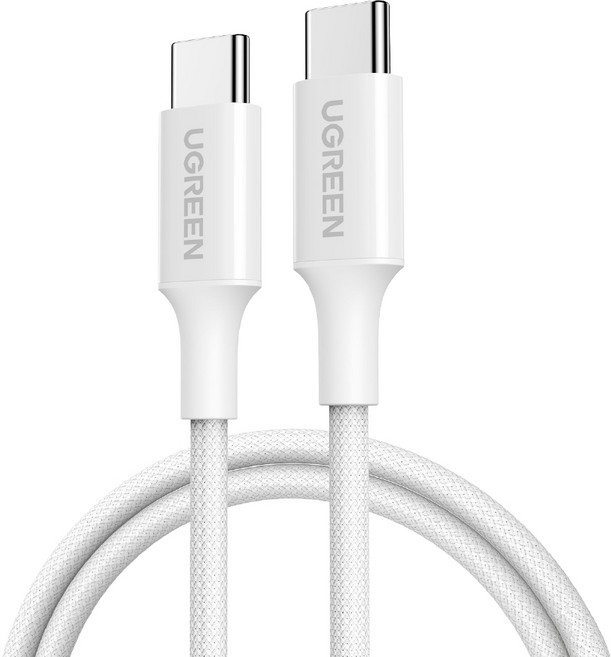 UGREEN 綠聯 原廠公司貨 USB-C-USB-C編織耐用快充傳輸線 S版 100W, 1m, 白色, 1個