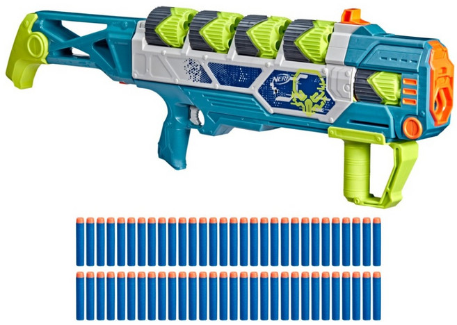 Hasbro 孩之寶 NERF 樂活打擊 Rebel Ops 毀滅炮 G2974SA00 含60支精銳彈鏢, 混合顏色, 1套