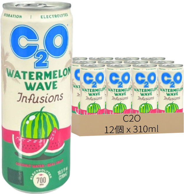 C2O 西瓜椰子水, 12個, 310ml