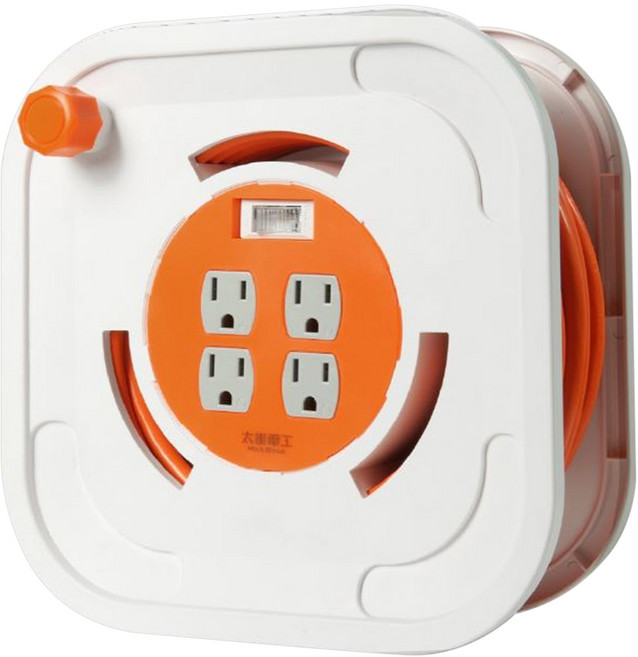 MAX STAR 太星電工 蓋安全 輪座延長線 15A 3P 1開 4孔 PT-912A-15, 白色, 1個, 15m