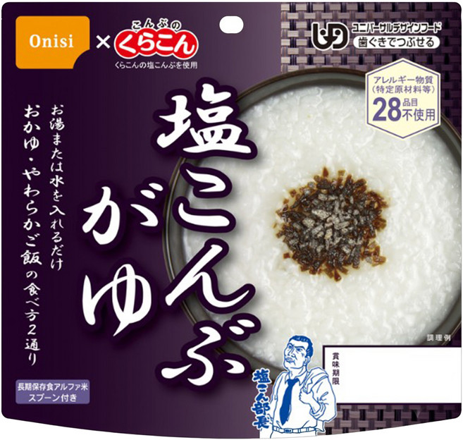 Onisi 尾西 乾燥餐 白粥 鹽昆布風味, 46g, 1個