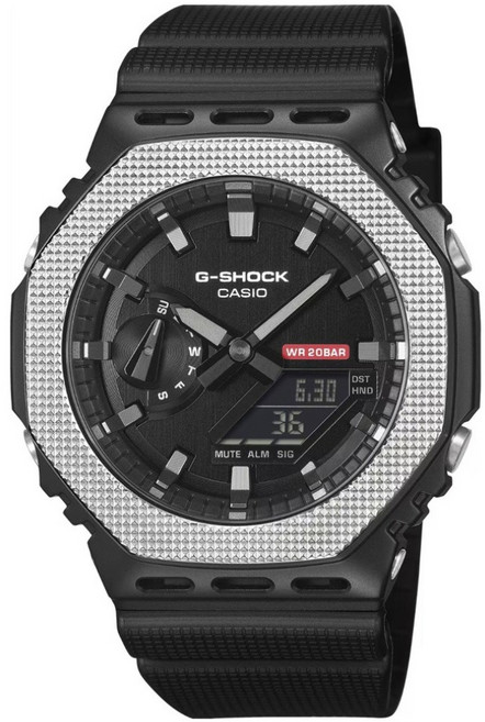CASIO 卡西歐 G-SHOCK 八角金屬錶圈運動戶外雙顯錶 GM-2100BM-1ADR, 黑色, 1個