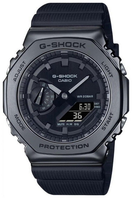 CASIO 卡西歐 G-SHOCK 酷炫色運動戶外雙顯錶 GM-2100BB-1ADR, 黑色, 1個