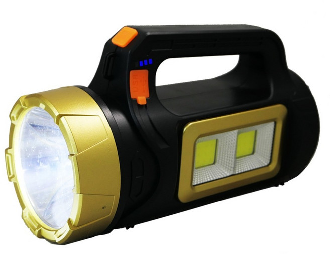 Cxin 宸欣 雙光源 LED + COB 太陽能輔助手提探照燈 CX-H050, 黑色, 1個