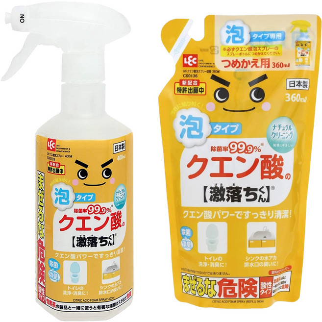 LEC 激落君 檸檬酸泡沫清潔劑2件組 400ml + 360ml, 1套, 760ml
