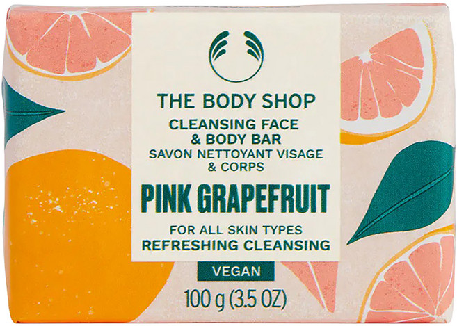 THE BODY SHOP 美體小舖 台灣公司貨 粉紅葡萄柚保濕臉部&身體潔膚皂, 100g, 1個