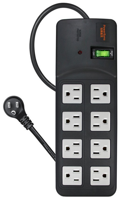 PowerSync 群加 高耐燃防雷擊延長線 3P 1開 8孔 TPS318TN0045, 黑色, 1個, 4.5m