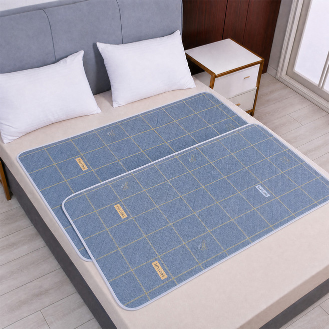 Sleep Club 寢聚 可水洗防水隔尿保潔墊2件組, 牛仔格, 1套
