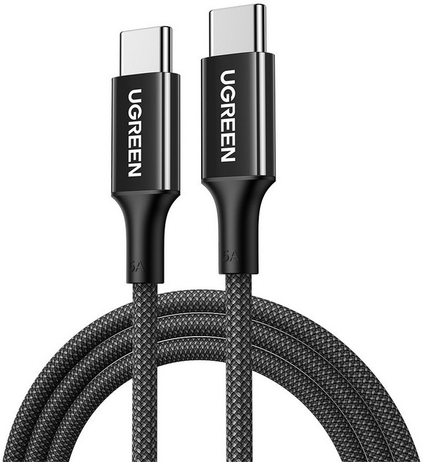 UGREEN 綠聯 原廠公司貨 100W USB-C to USB-C 快充線 編織耐用傳輸線 S版, 1m, 黑色, 1個