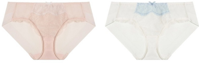 EBLIN 蕾絲綁帶撞色鋼圈內褲2件組, LIGHT BLUE, LIGHT PINK