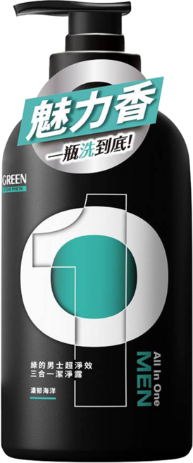 GREEN 綠的 男士三合一潔淨露 魅力香, 1個, 500ml