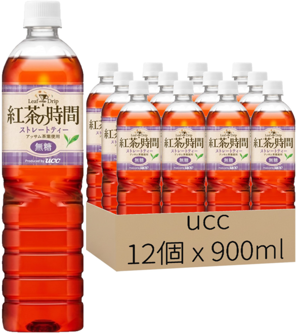 ucc 紅茶時間 無糖紅茶, 12個, 900ml