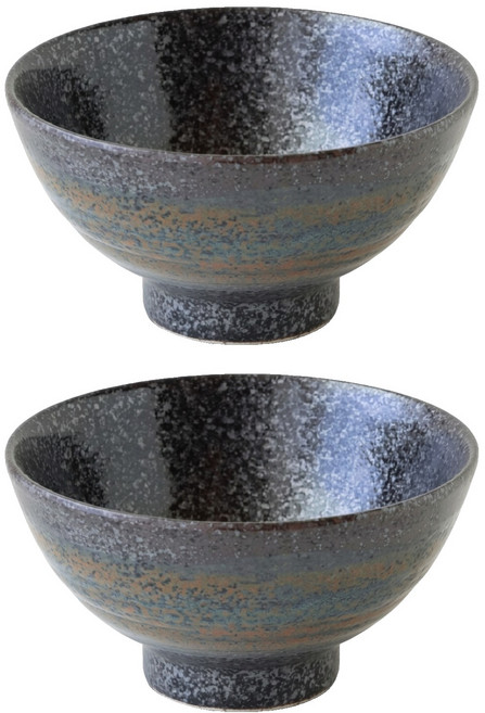 JUST HOME 日本製 美濃燒古樸黑7吋陶瓷麵碗 1000ml 5923-10A, 古樸黑, 2個