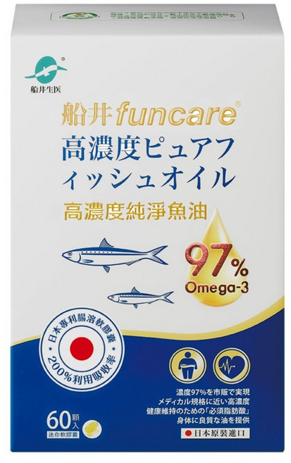 funcare 船井生醫 高濃度純淨魚油 740mg, 22.2g, 1個