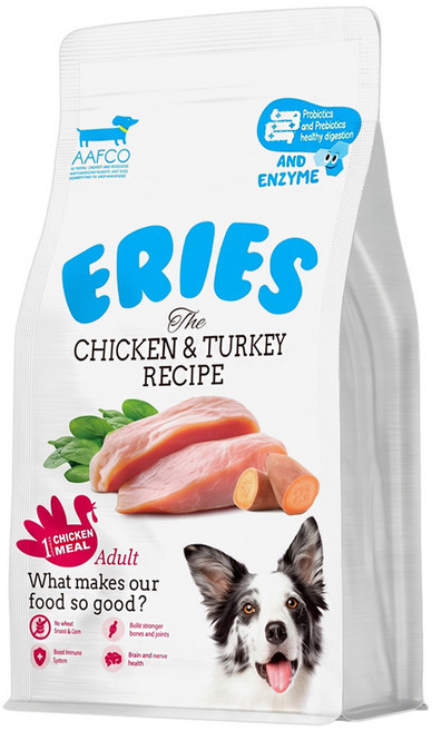 ERIES 伊瑞思 益生菌酵素成犬糧, 1kg, 1個, 雞肉佐火雞