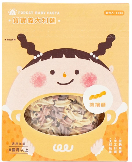 FOREST NOODLES 森林麵食 森林寶寶義麵 捲捲麵 8個月以上, 150g, 1個