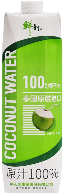 半天水 鮮剖 100%椰子水, 12個, 1L