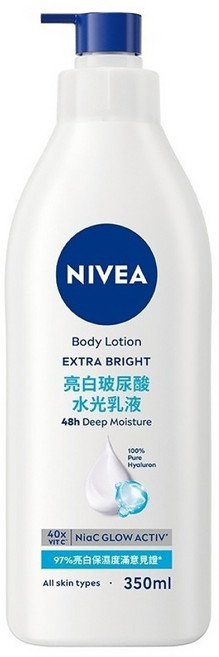 NIVEA 妮維雅 亮白玻尿酸水光乳液, 1個, 350ml