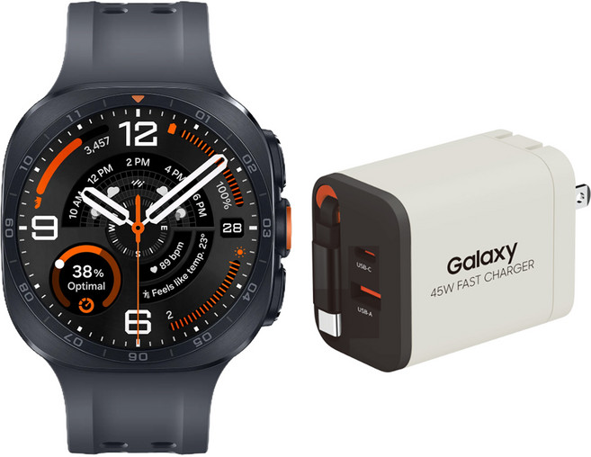 Samsung 三星 Galaxy Watch Ultra2 47mm LTE 附45W伸縮充電頭 顏色隨機, 鈦光銀, 1.5吋, GPS+Cellular