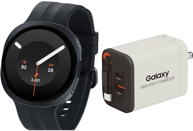 Samsung 三星 Galaxy Watch9 44mm LTE 附45W伸縮充電頭 顏色隨機, 星石灰, 1.5吋, GPS+Cellular