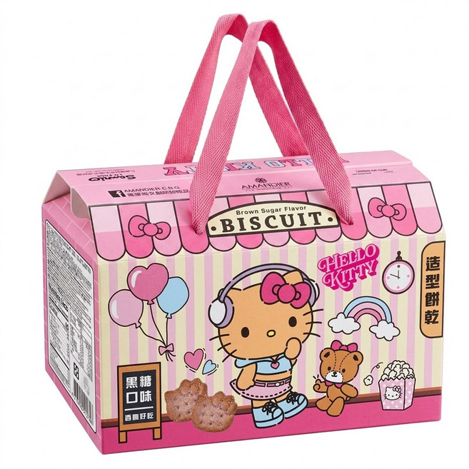 AMANDIER 雅蒙蒂 Hello Kitty 曬黑款造型餅乾提盒 藍莓風味, 240g, 1個