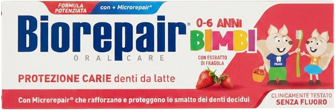 Biorepair 貝利達 草莓兒童款牙膏 0~6歲, 1個, 50ml