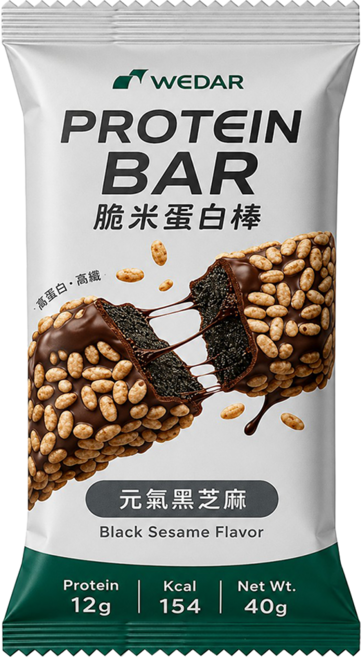 WEDAR 薇達 脆米蛋白棒 元氣黑芝麻, 40g, 1個