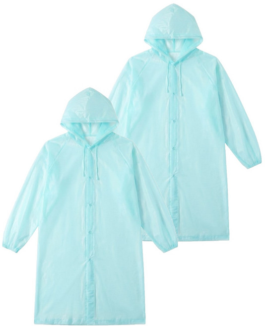 FaSoLa 便攜一體式香氛連帽雨衣 2入組 XS-036, 藍色, 1套
