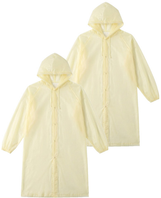 FaSoLa 便攜一體式香氛連帽雨衣 2入組 XS-036, 黃色, 1套