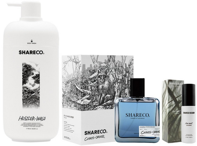 SHARECO 品牌明星組 無序香水 + 菸草香沐浴膠 + 去味空間噴霧, 1組