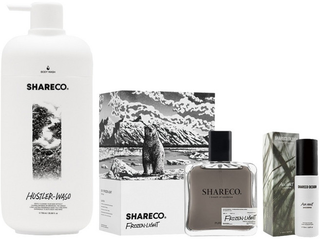 SHARECO 品牌明星組 極晝香水 + 菸草香沐浴膠 + 去味空間噴霧, 1組