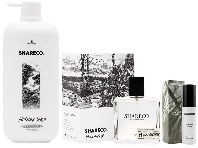 SHARECO 品牌明星組 捕蠅草香水 + 菸草香沐浴膠 + 去味空間噴霧, 1組
