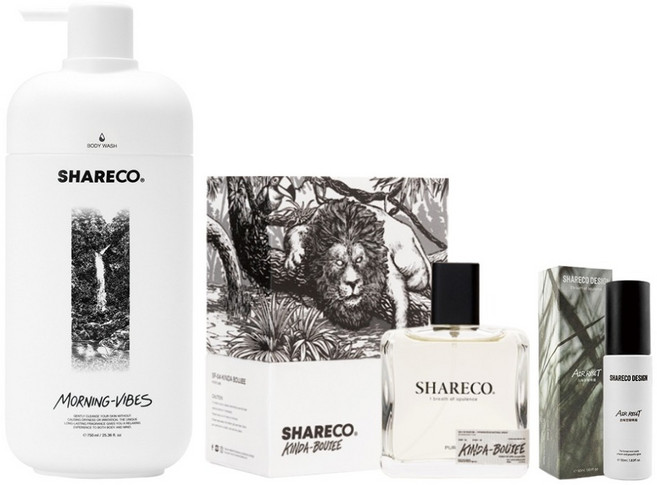 SHARECO 品牌明星組 大麻麝香香水 + 雪松麝香沐浴膠 + 去味空間噴霧, 1組