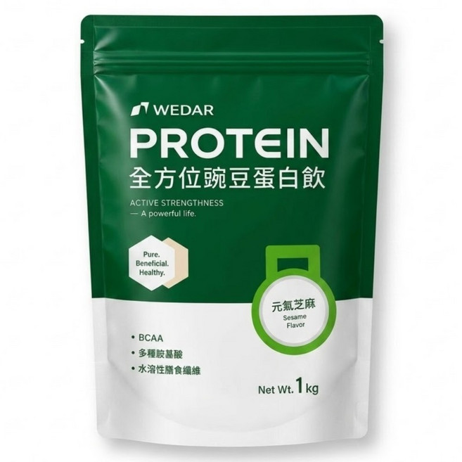 WEDAR 薇達 全方位豌豆蛋白飲 元氣芝麻豌豆蛋白飲, 1kg, 1個