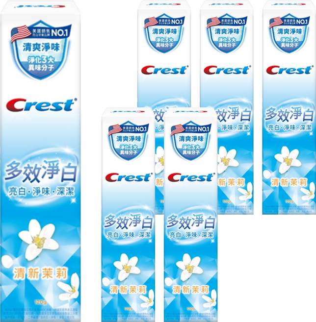 Crest 多效淨白牙膏 清新茉莉, 120g, 6個