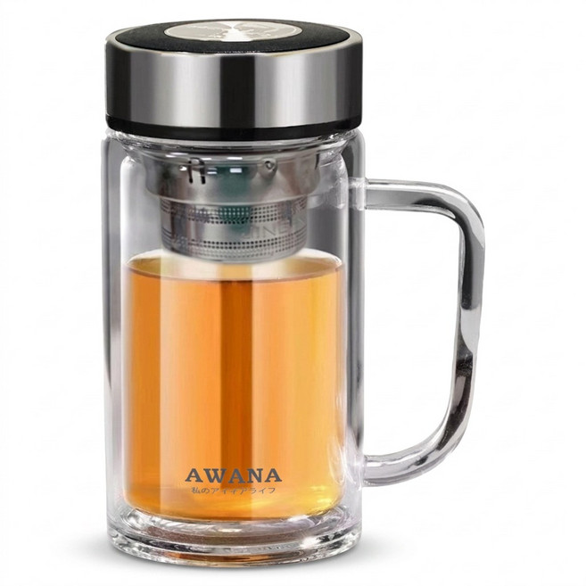 AWANA 雙層玻璃清雅杯 350ml, 銀蓋, 1個