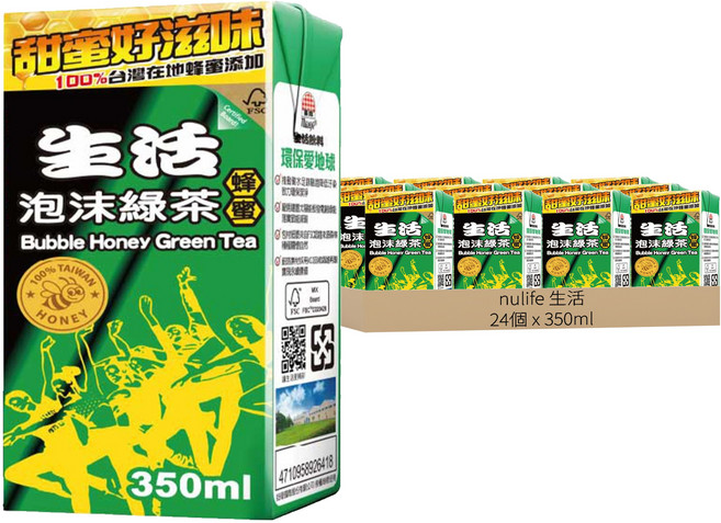 nulife 生活 泡沫蜂蜜綠茶, 24個, 350ml