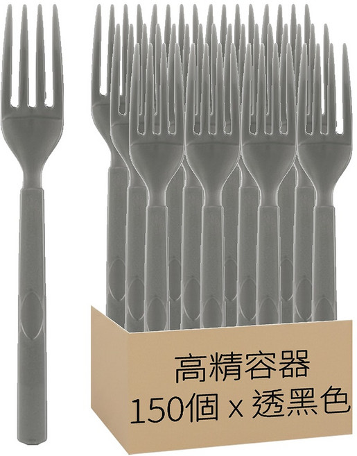 一次性美式叉子 透黑色, 3套, 50個裝