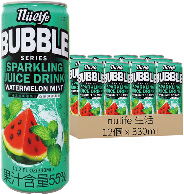 nulife 生活 西瓜氣泡果汁 薄荷, 12個, 330ml
