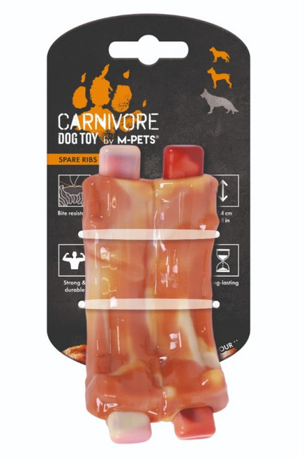 M-PETS CARNIVORE 犬用培根風味排骨, 紅橘色, 1個